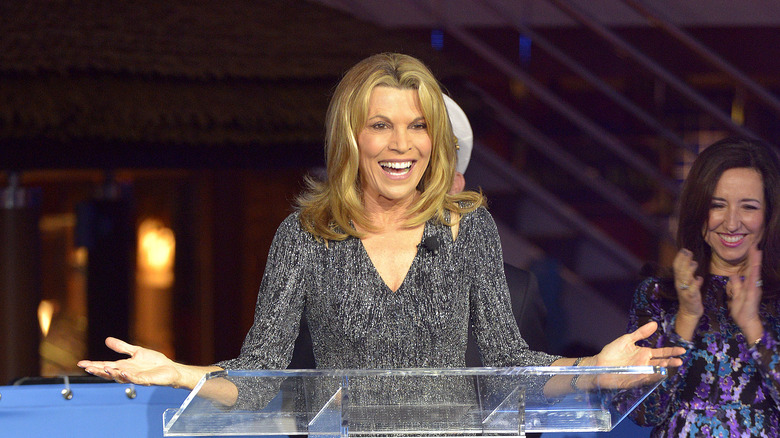 Vanna White speaking on stage