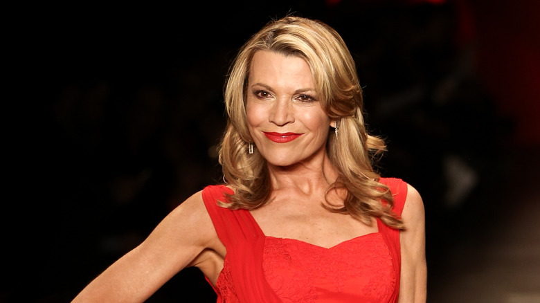 Vanna White in a red dress