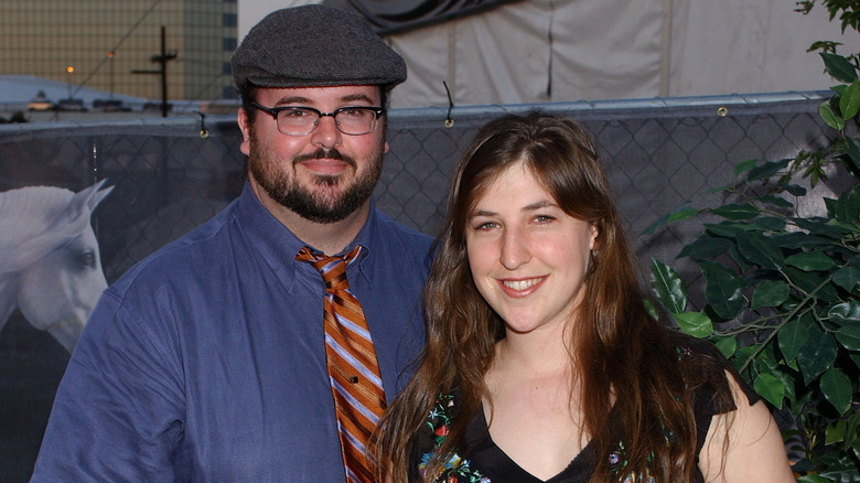 Mike Stone and Mayim Bialik smiling