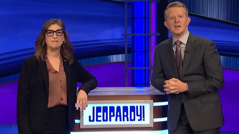 Mayim Bialik and Ken Jennings hosting Jeopardy!