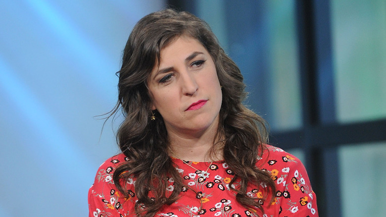 Mayim Bialik looking thoughtful