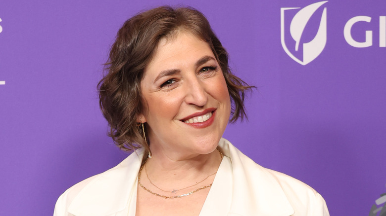 Mayim Bialik smiling at event