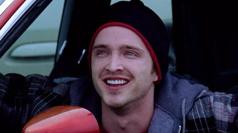 Aaron Paul as Jesse in his car in the Breaking Bad pilot