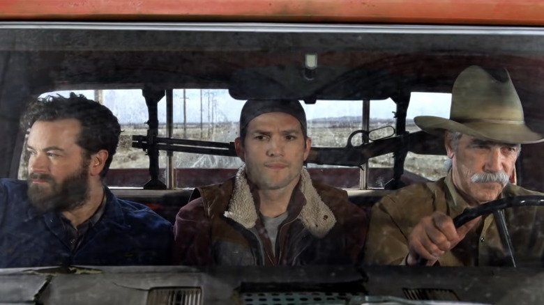 Rooster, Colt, and Beau driving in truck