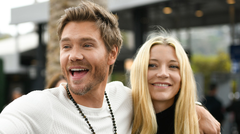 Chad Michael Murray smiling with Sarah Roemer