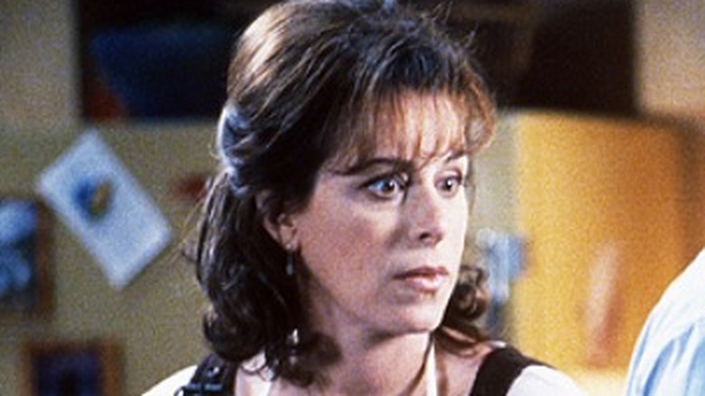 ECU of Jane Kaczmarek looking wide-eyed with mouth closed in Malcolm in the Middle