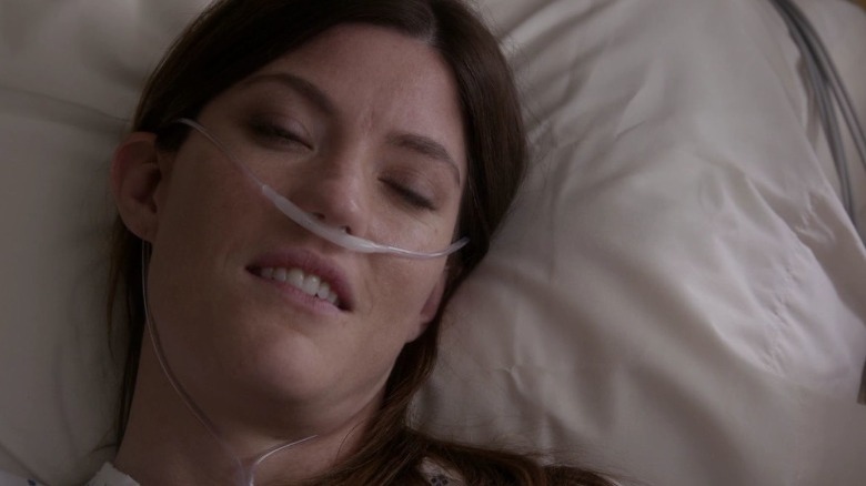 Debra Morgan in hospital smiling