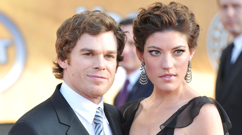 Jennifer Carpenter and Michael C. Hall posing