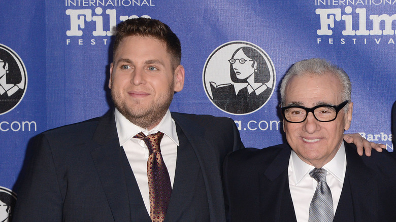 Jonah Hill poses with Martin Scorsese