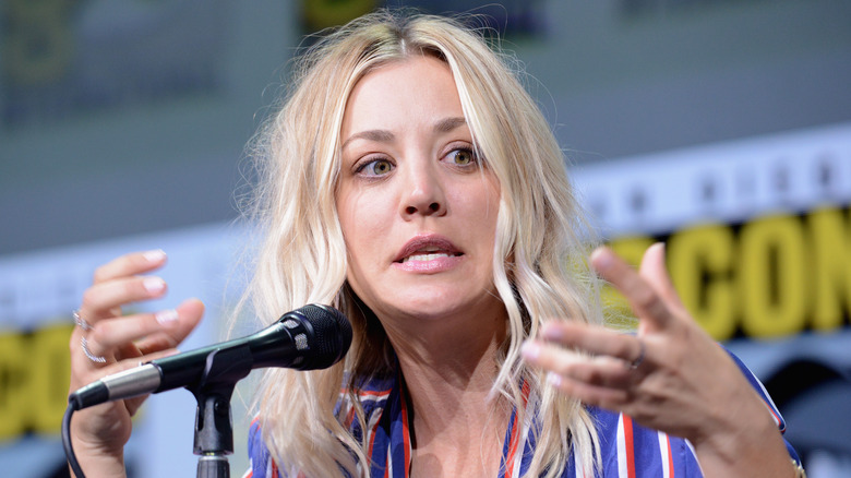 Kaley at a Comic Con panel for The Big Bang Theory