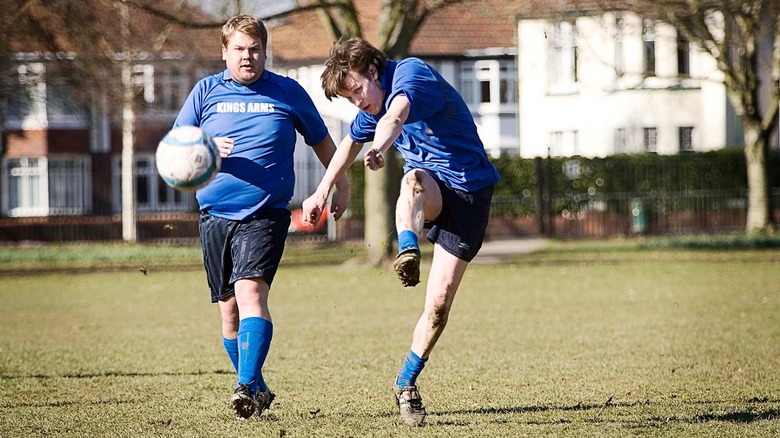 Matt Smith playing football in Doctor Who