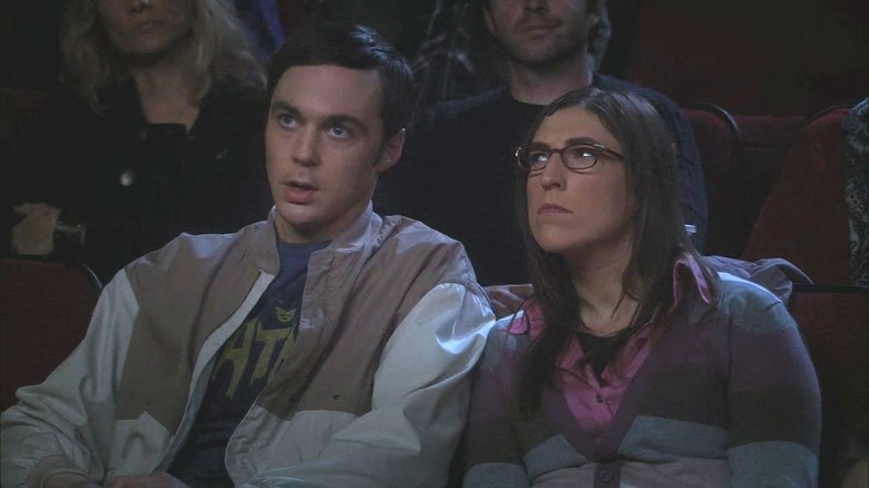 Amy and Sheldon in movie theater