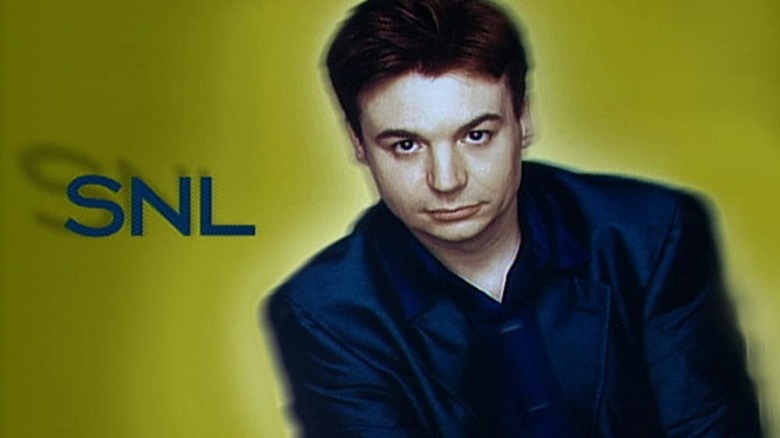 Mike Myers in a title card during his SNL hosting appearance