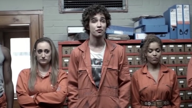 Nathan Young and cast in Misfits