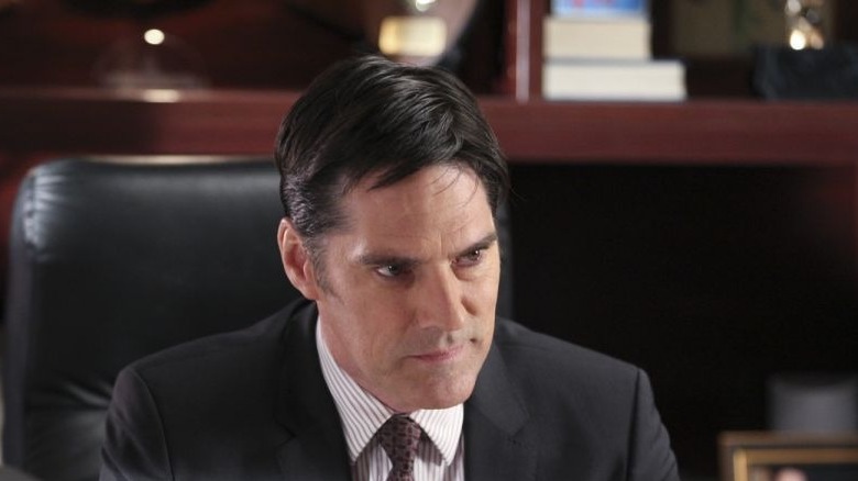 Agent Hotchner sitting at desk