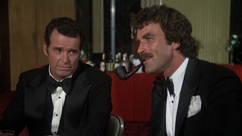 Tom Selleck and James Garner in "The Rockford Files"
