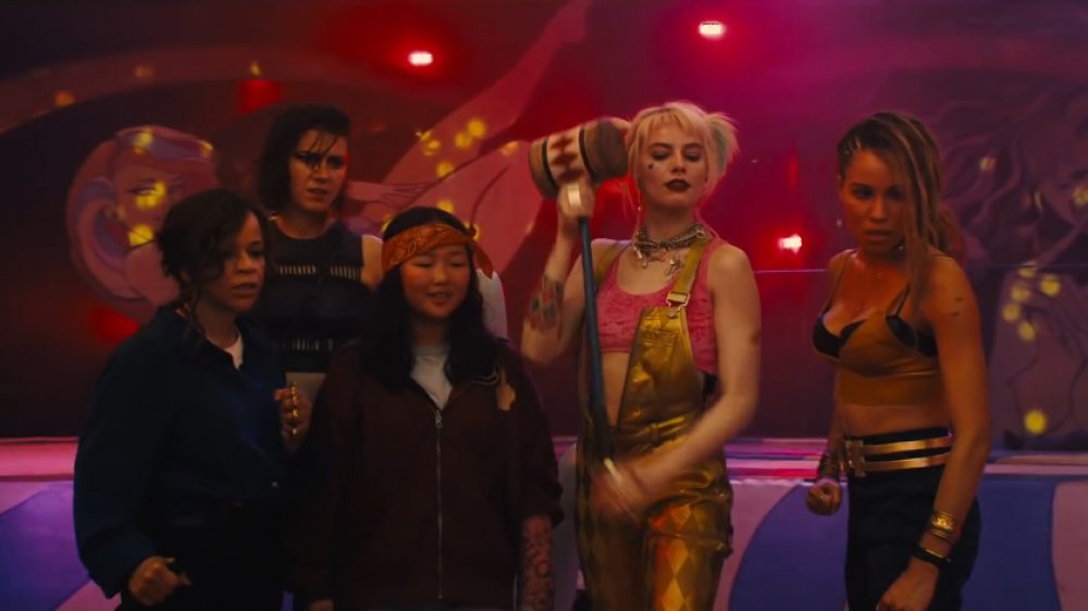 The cast of Birds of Prey in the funhouse