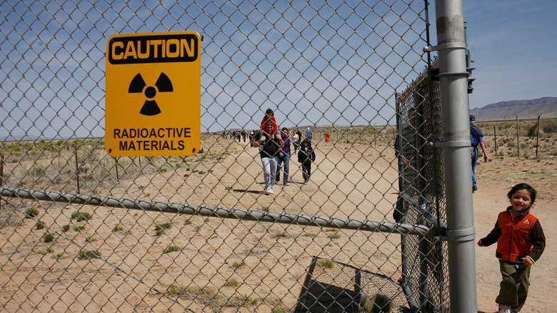 Tourists visiting the site of the trinity test