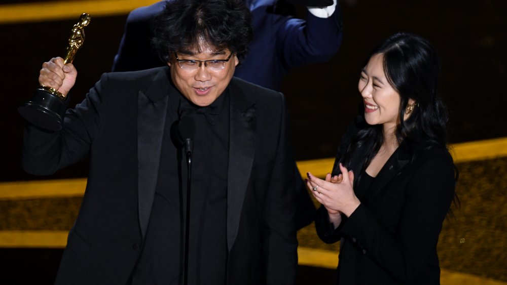 Bong Joon-ho and Sharon Choi at the 2020 Oscars