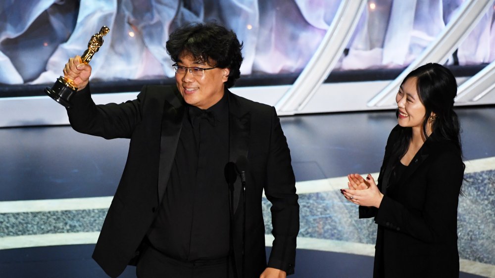 Bong Joon-ho and Sharon Choi at the 2020 Oscars