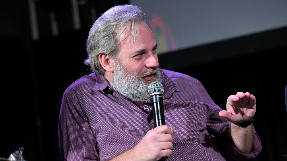 Rick and Morty creator Dan Harmon speaking on a panel