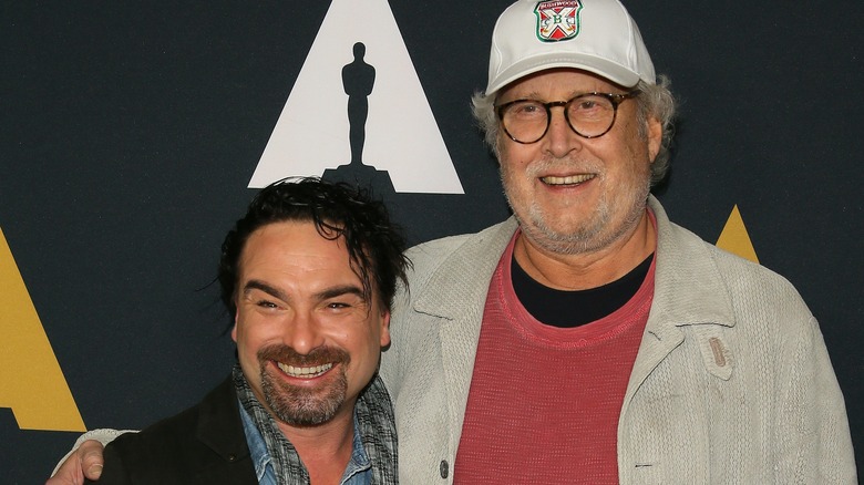 Johnny Galecki and Chevy Chase