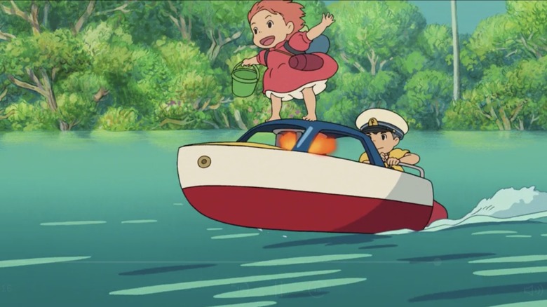 Ponyo and Susuke riding boat