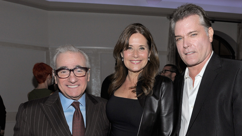 Liotta, Scorsese and Bracco smile at an event