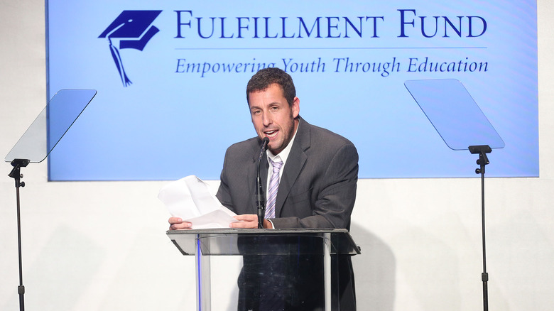 Adam Sandler speaks on mic