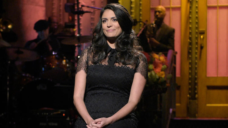 Cecily Strong on stage at SNL