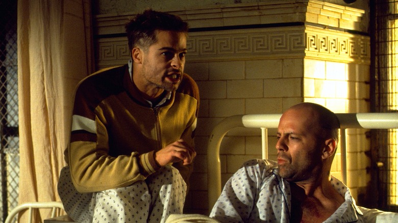 Brad Pitt and Bruce Willis in pyjamas 