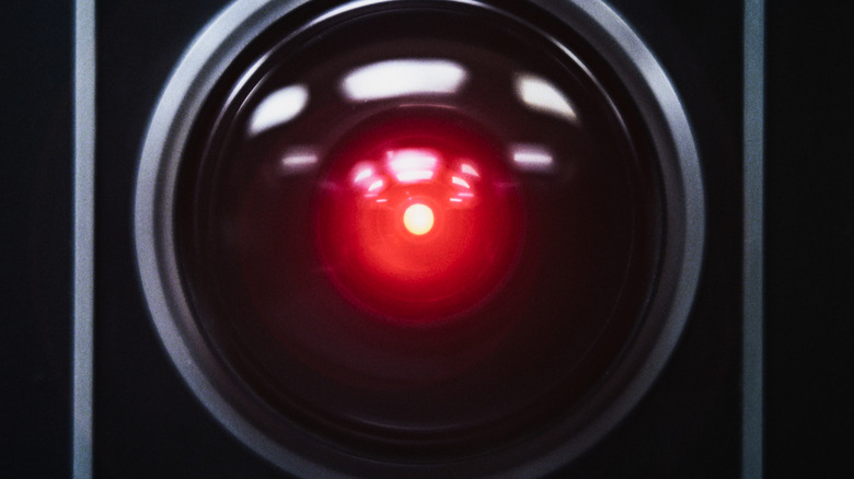 A close-up of HAL's red eye interface