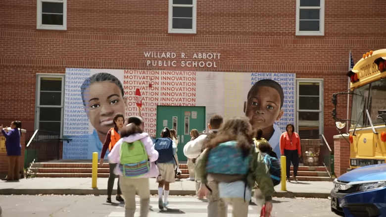 Kids arriving at Abbott Elementary