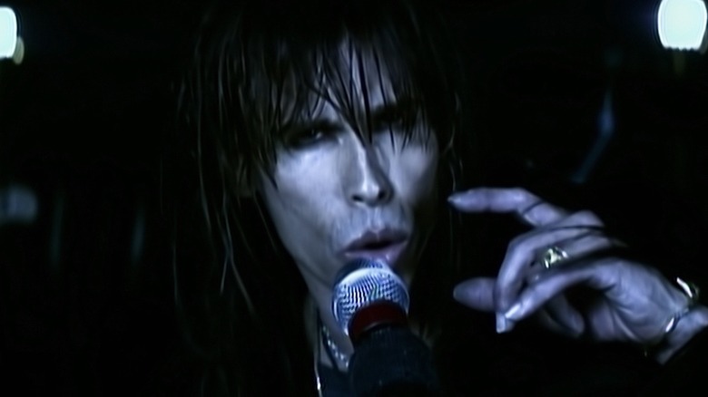 Steven Tyler singing into a microphone