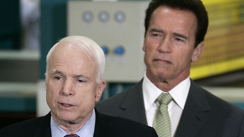 Arnold Schwarzenegger campaigning for John McCain