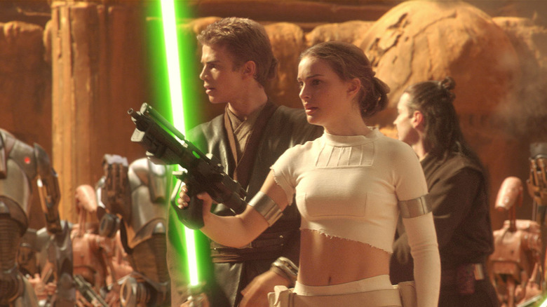 Hayden Christensen and Natalie Portman in a battle