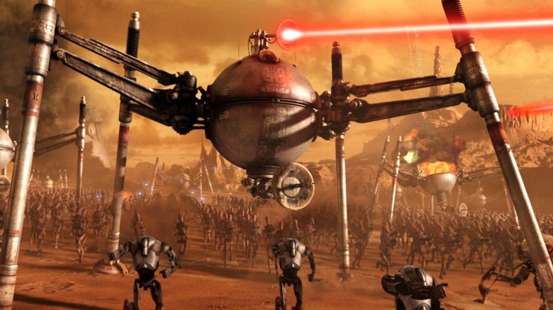 A giant Droid ship attacking people
