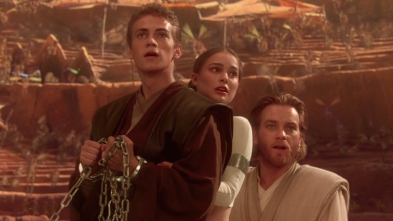 Hayden Christen, Natalie Portman, Ewan McGregor watching