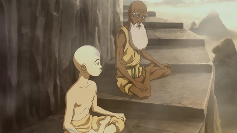 Aang and Pathik meditating