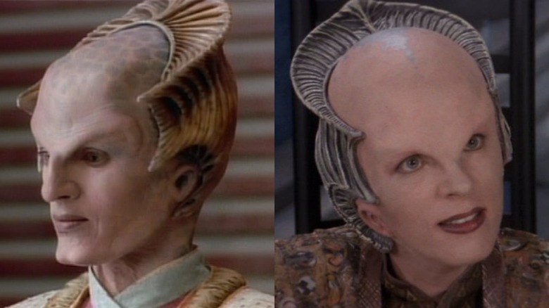 The pilot version of Delenn (left) and the Season 1 version of Delenn (right)