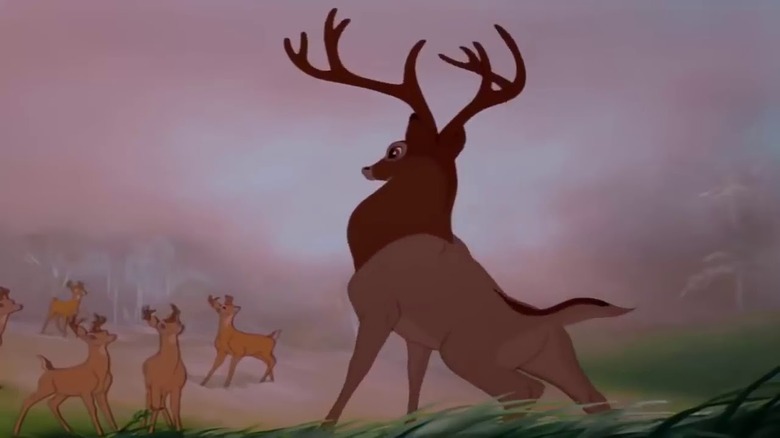 Deer running from man in Bambi