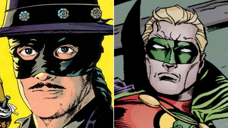 Zorro's and Green Lantern's faces