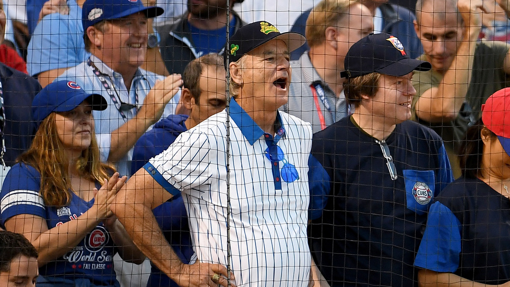 Bill Murray cheering on the Chicago Cubs