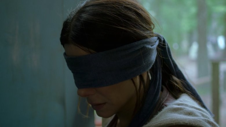 Sandra Bullock blindfolded