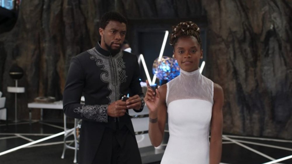 Chadwick Boseman as T'Challa and Letitia Wright as Shuri in Black Panther