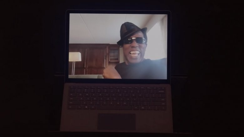 Wesley Snipes on the laptop in What We Do In The Shadows