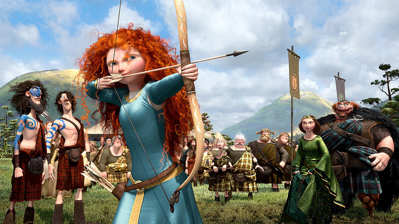 Merida aiming her arrow just right