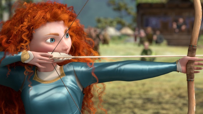 Merida unleashing an arrow