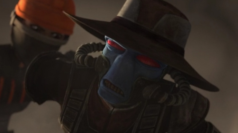 Cad Bane pinned down Fennec Shand