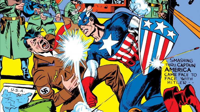 Captain America punching Hitler